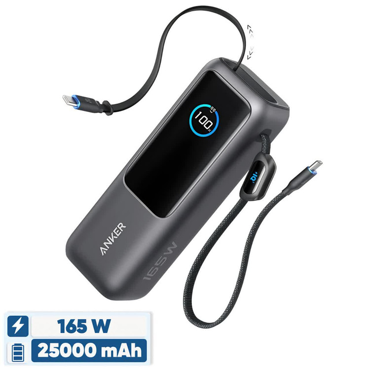 پاوربانک انکر 25000 میلی آمپر 165 وات Anker Zolo PowerBank 25K 165W Built-In USB-C مدل A1695